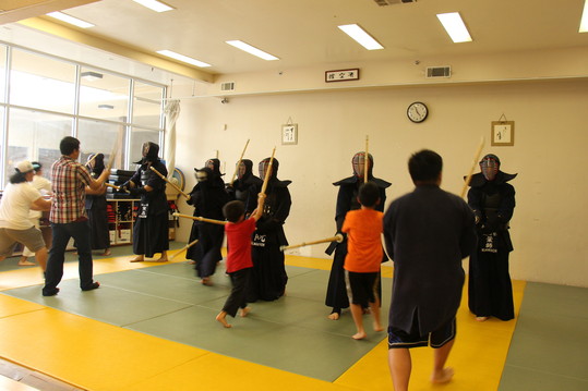 Kendo practice with bogu